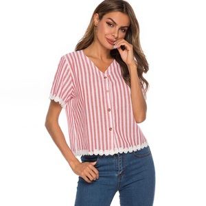 Striped pink and white bottom down top